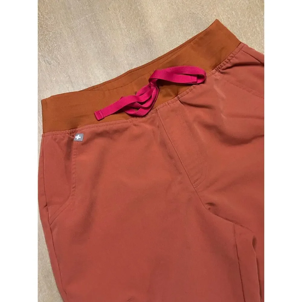 Figs‎ Zamora High-waisted Jogger Scrub Pants TERRACOTTA Small Petite